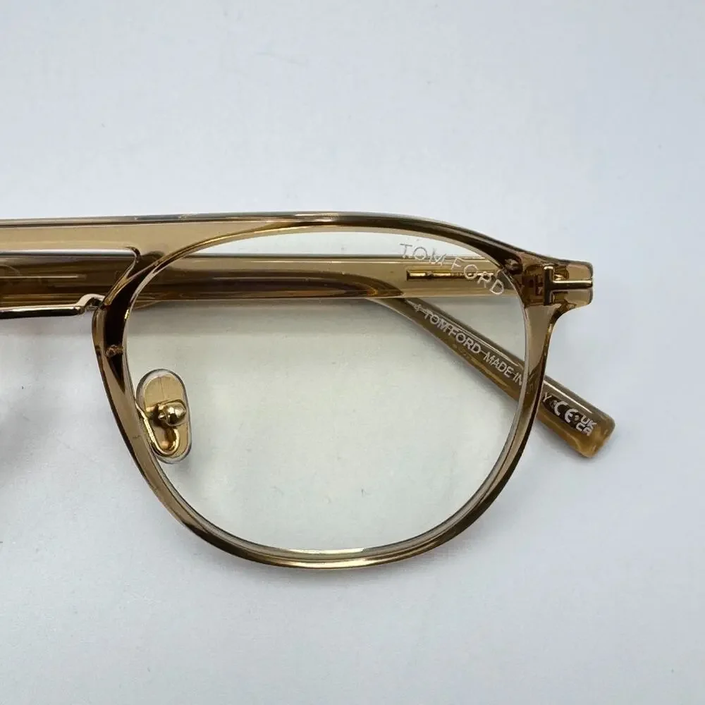 Tom Ford Eyeglasses Frame TF5982-B 045 Shiny Light Brown Pilot 52-20-145mm